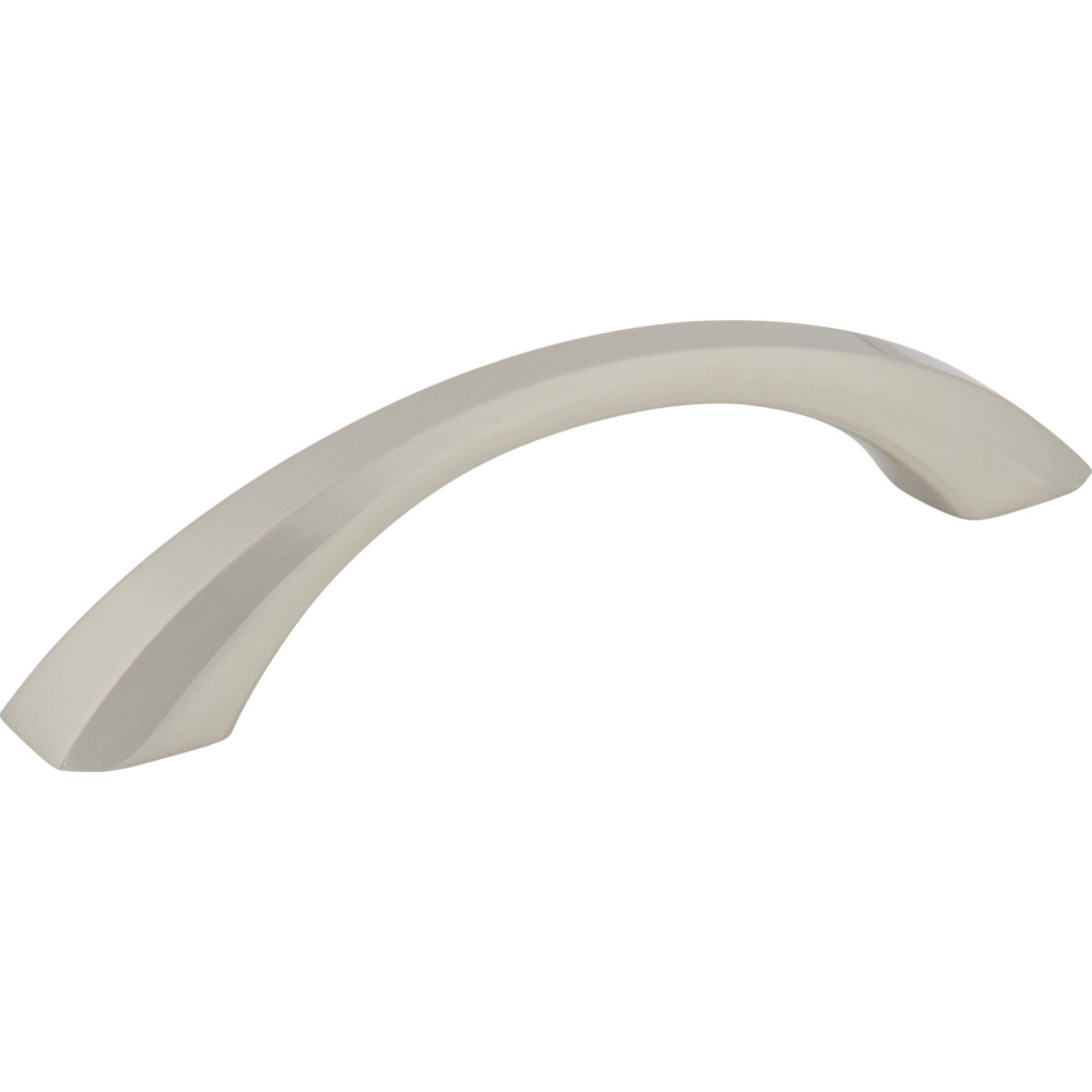 Jeffrey Alexander by Hardware Resources 678-96SN Wheeler Cabinet Pull 5" Overall Length. Holes are 96 mm center-to-center. Finish in Satin Nickel