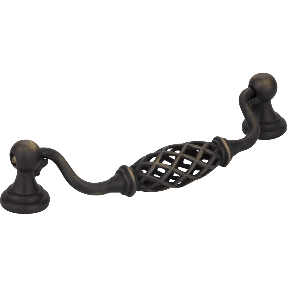 Jeffrey Alexander by Hardware Resources 749-128ABSB 5-15/16" Overall Length Birdcage Cabinet Pull with backplate