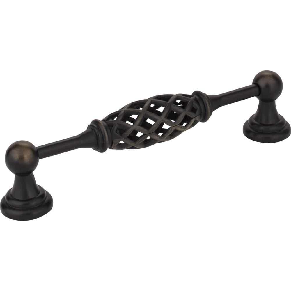Jeffrey Alexander by Hardware Resources 749-128B-ABSB 5-15/16" Overall Length Birdcage Cabinet Pull. Holes are 128