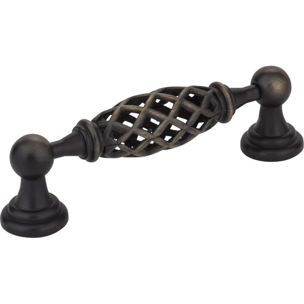 Jeffrey Alexander by Hardware Resources 749-96B-ABSB 4-11/16" Overall Length Birdcage Cabinet Pull. Holes are 96m