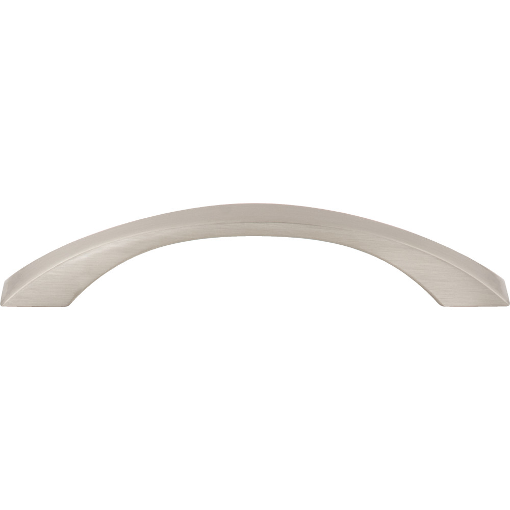 Jeffrey Alexander by Hardware Resources 767-128SN 6-5/16" Overall Length Cabinet Pull. Holes are 128 mm center-to-center. Finish: Satin Nickel