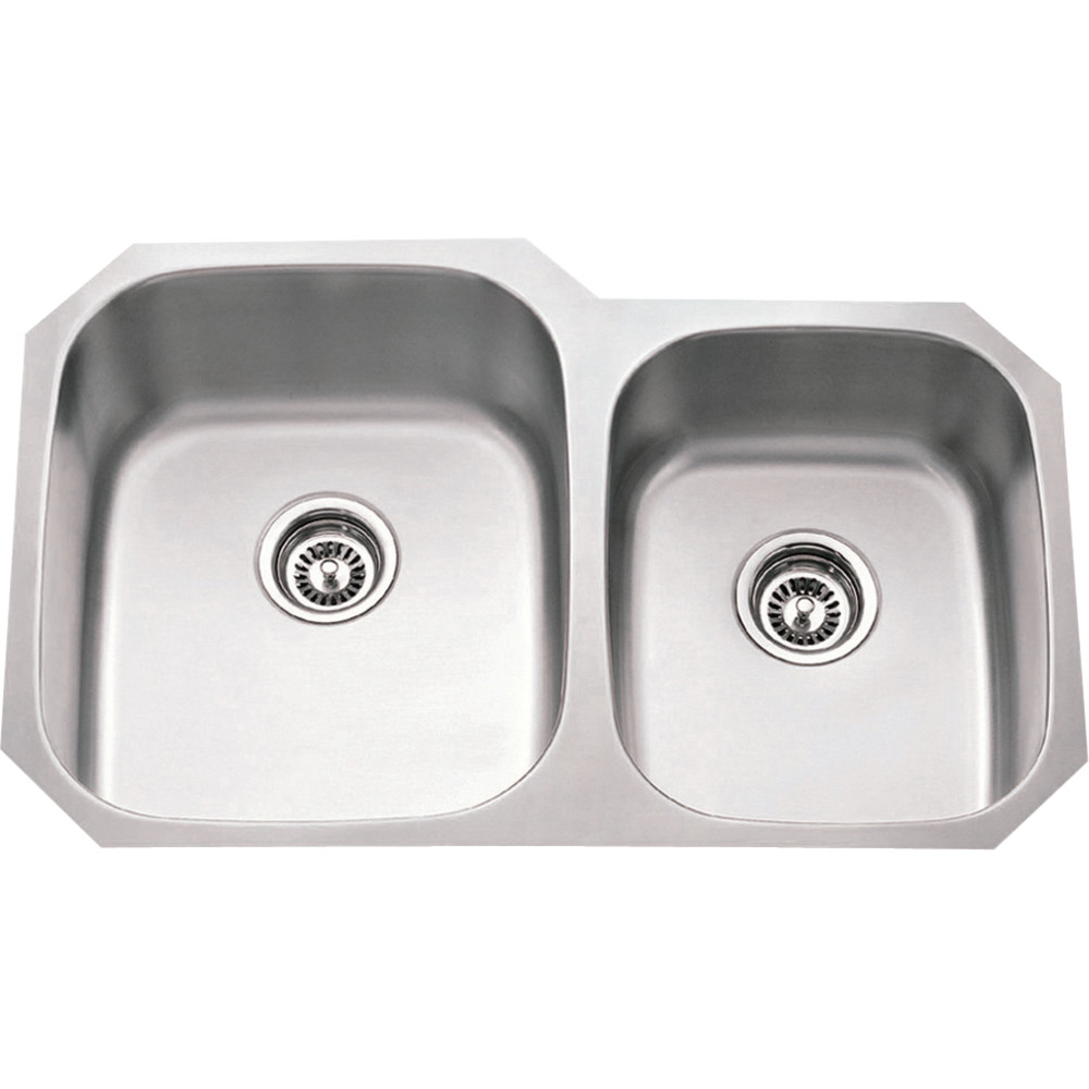 Hardware Resources 801L 16 Gauge 60/40 Stainless Steel Undermount Sink larger left bowl