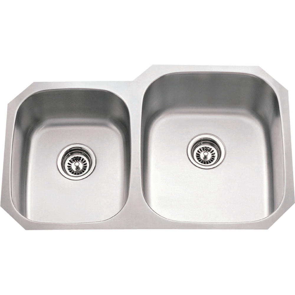 Hardware Resources 801R-18 Stainless Steel (18 Gauge) Kitchen Sink w/Two Unequal Bowls.