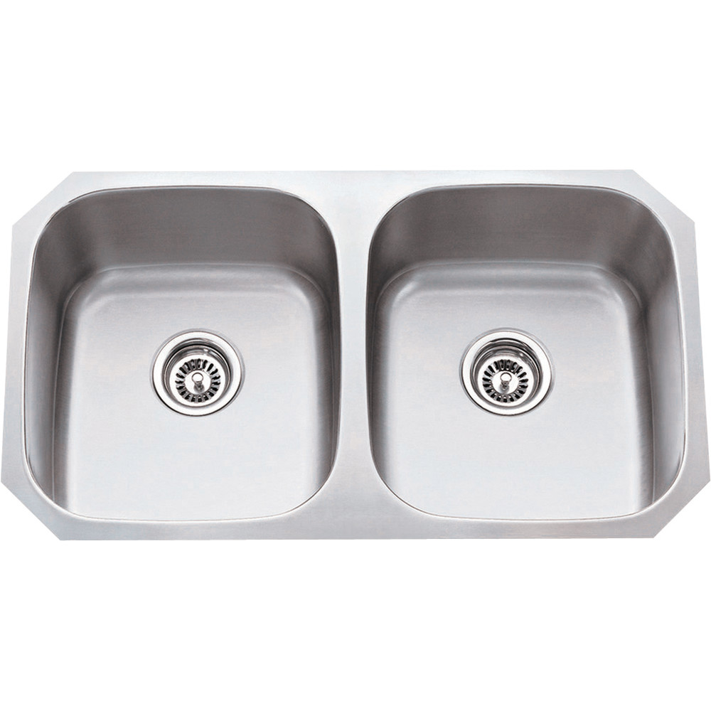 Hardware Resources 802 16 Gauge 50/50 Stainless Steel Undermount Sink equal bowls