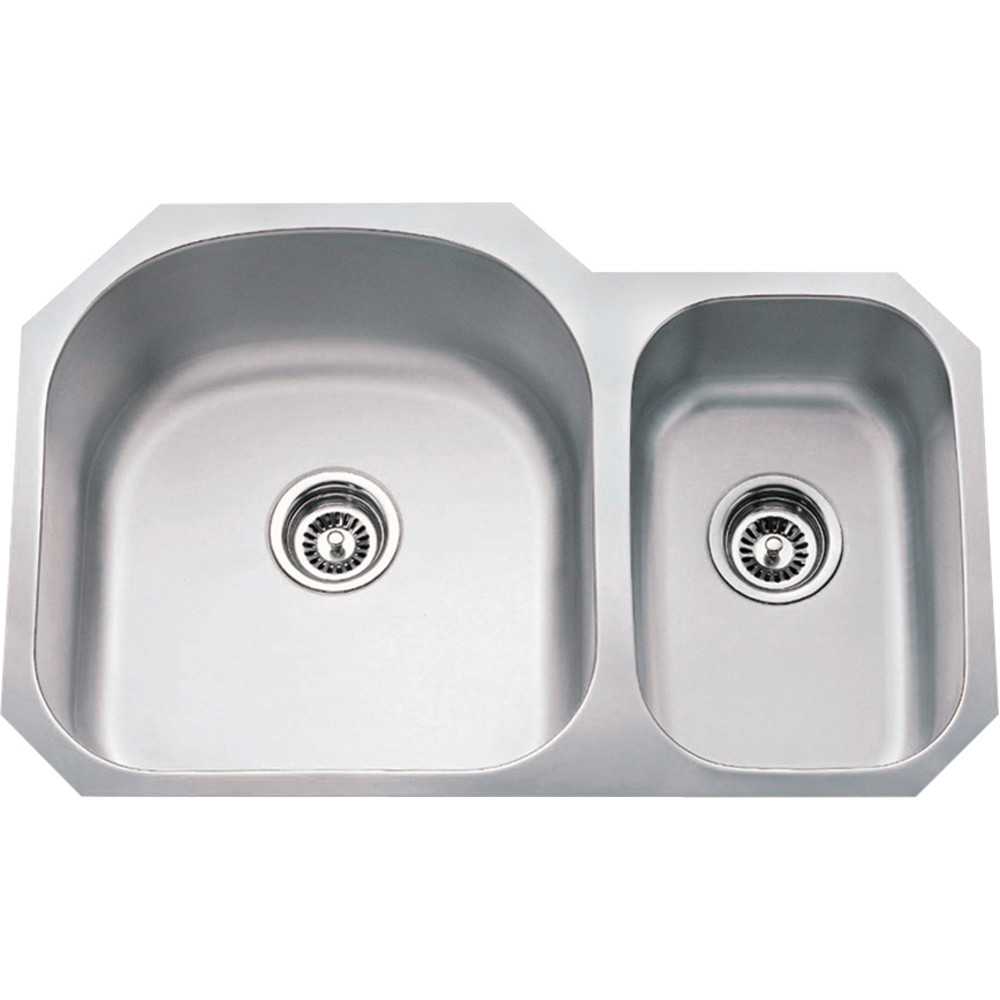 Hardware Resources 807L 18 Gauge 70/30 Stainless Steel Undermount Sink larger left bowl