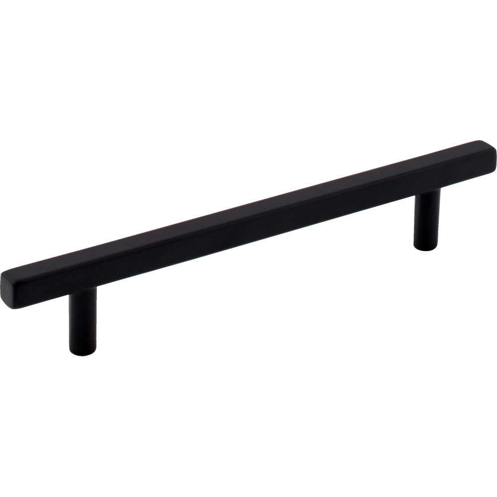 Jeffrey Alexander by Hardware Resources 845-128MB Dominique Cabinet Pull 7-1/16" Overall Length. Holes are 128 mm center-to-center. Finish in Matte Black