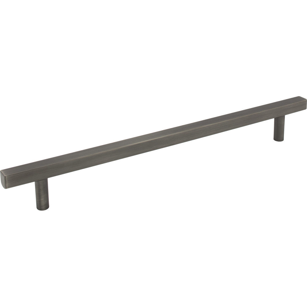 Jeffrey Alexander by Hardware Resources 845-12BNBDL Dominique Cabinet Pull 15" Overall Length Appliance Pull. Holes are 12" center-to-center. Finish in Brushed Pewter