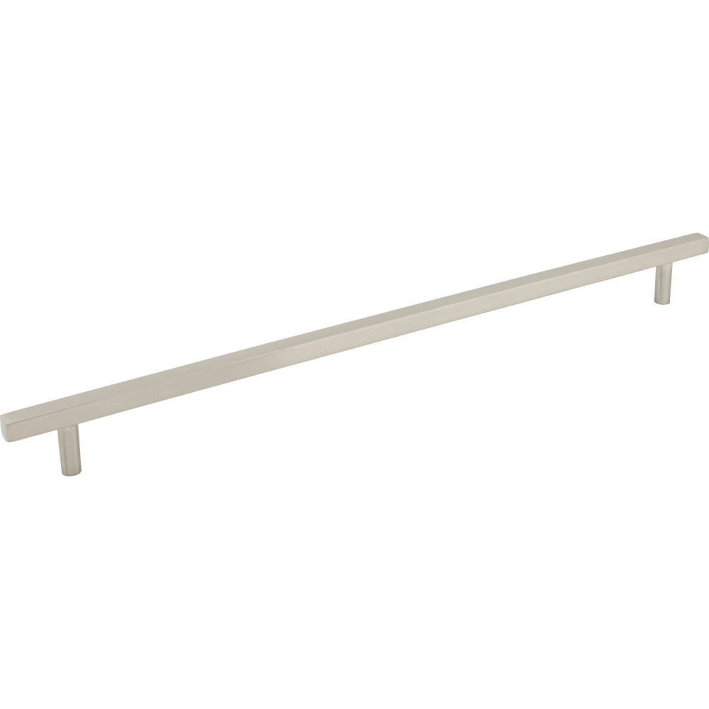 Jeffrey Alexander by Hardware Resources 845-305SN Dominique Cabinet Pull 14" Overall Length. Holes are 305 mm center-to-center. Finish in Satin Nickel