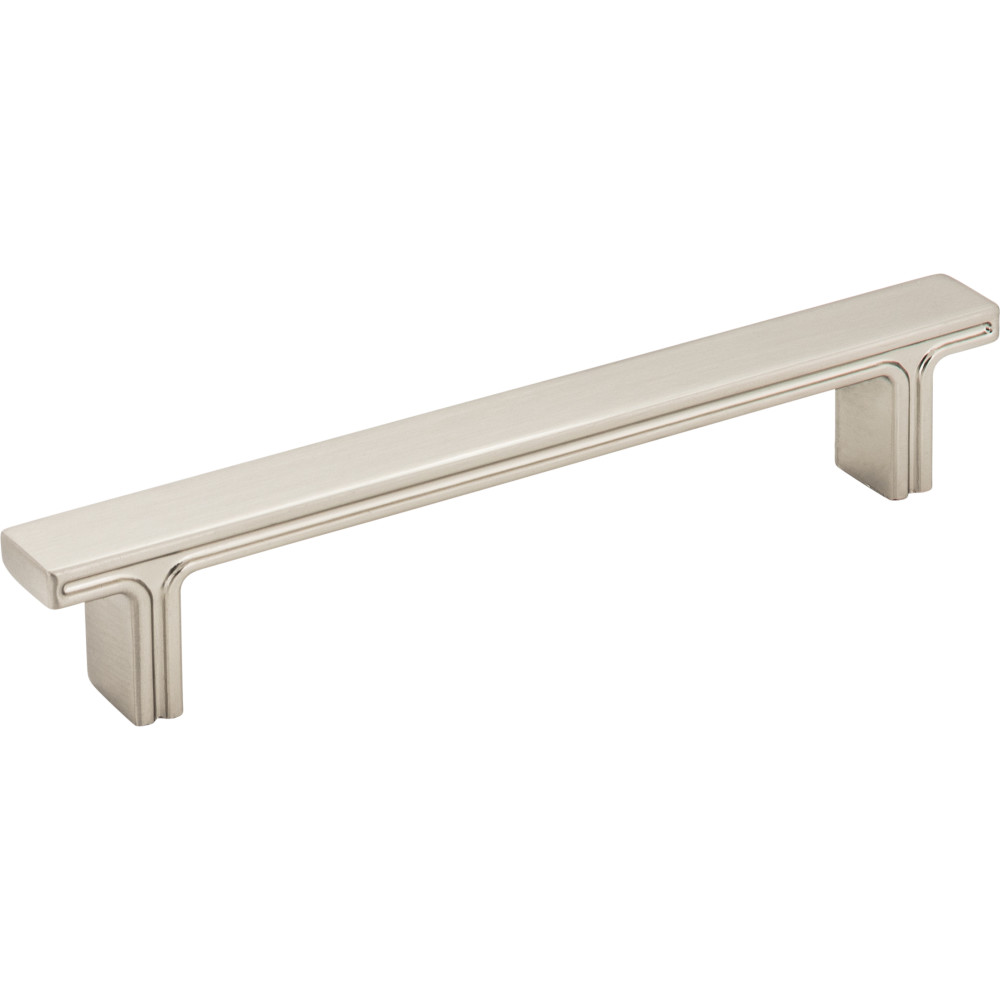 Jeffrey Alexander by Hardware Resources 867-128SN 6-3/8" OL Rectangle Cabinet Pull.  Packaged with two 8-32 x 