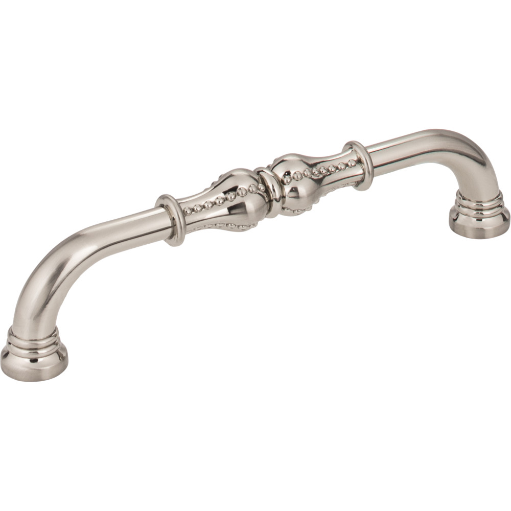 Jeffrey Alexander by Hardware Resources 918-128SN 5-11/16" Overall Length Beaded Cabinet Pull.  Holes are 128m