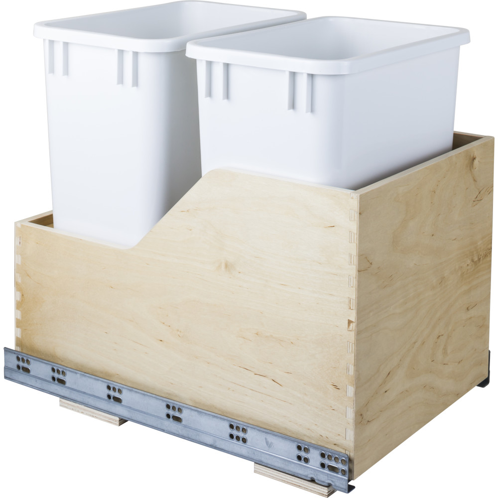 Hardware Resources CAN-WBMD35WH Preassembled 35-Quart Double Pullout Waste Container System
