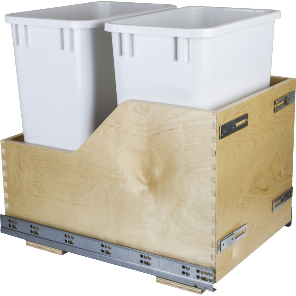 Hardware Resources CDM-WBMD35WH Preassembled 35-Quart Double Pullout Waste Container System 