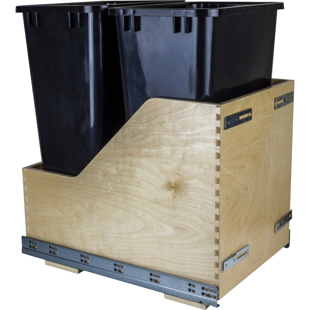 Hardware Resources CDM-WBMD50B Preassembled 50-Quart Double Pullout Waste Container System 