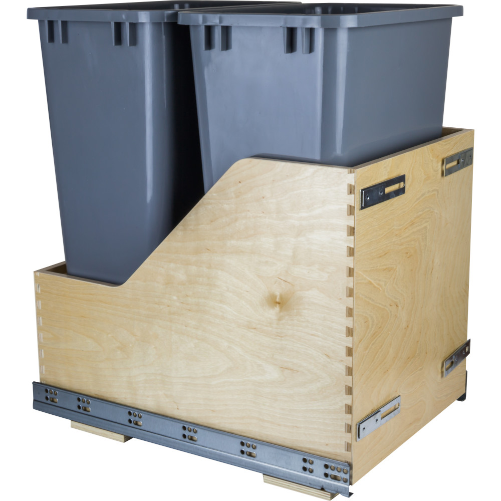 Hardware Resources CDM-WBMD50G Preassembled 50-Quart Double Pullout Waste Container System 