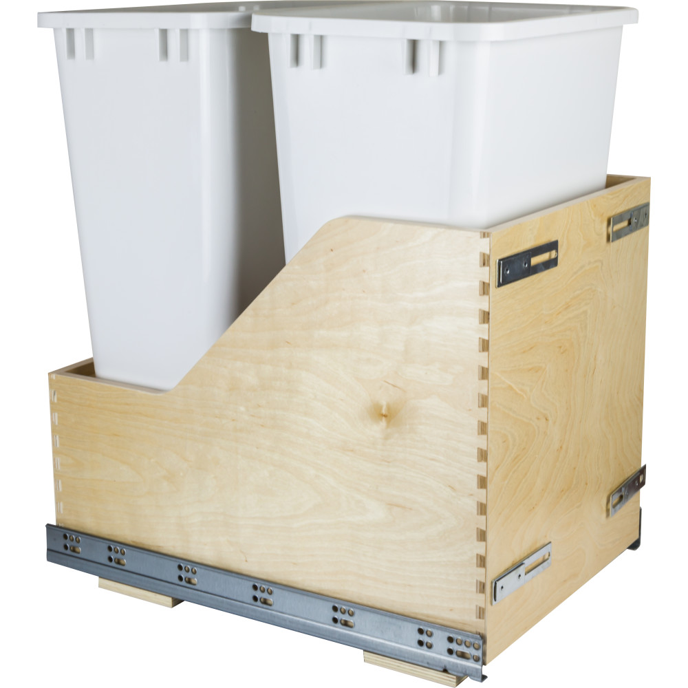 Hardware Resources CDM-WBMD50WH Preassembled 50-Quart Double Pullout Waste Container System 