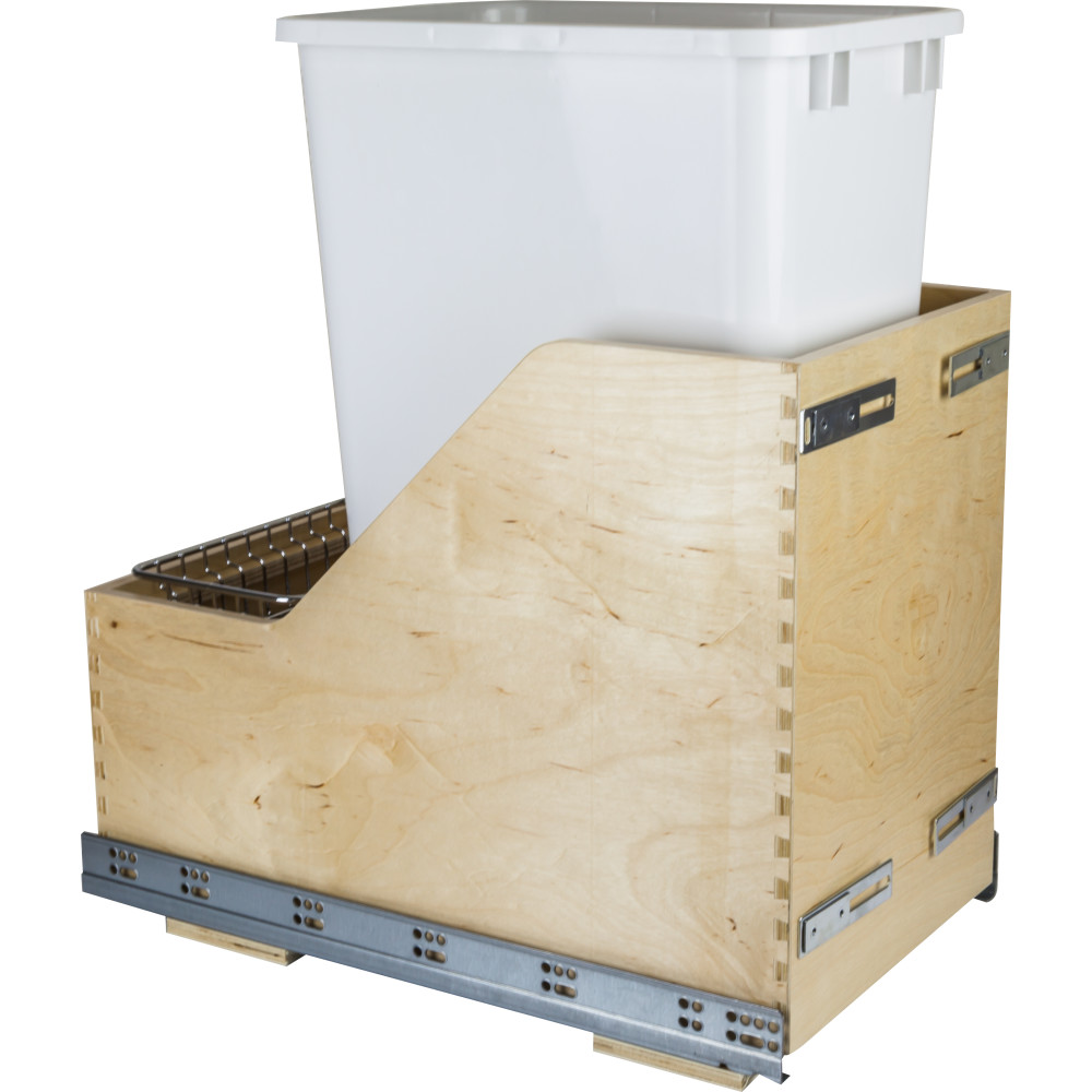 Hardware Resources CDM-WBMS50WH Preassembled 50-Quart Single Pullout Waste Container System 