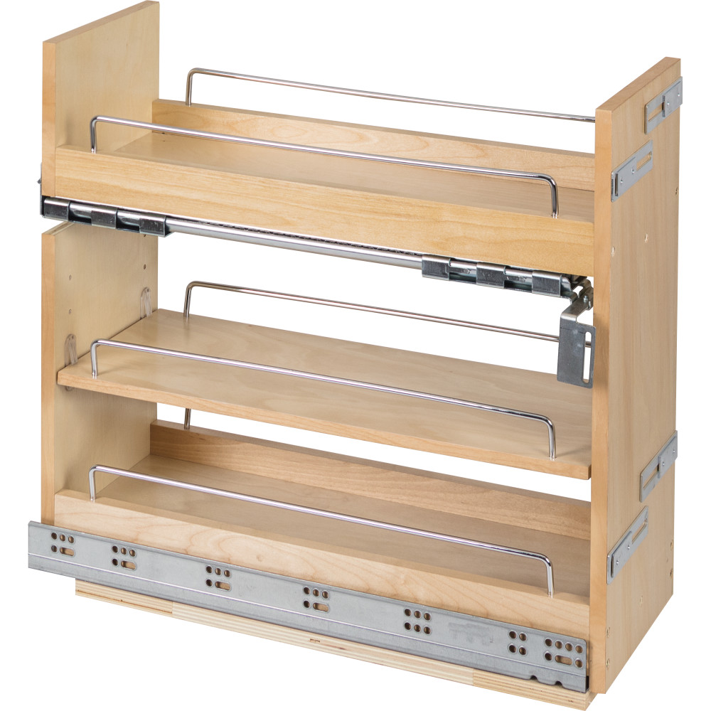 Hardware Resources DBPO-8SC No Wiggle 8" Under Drawer Base Cabinet Pullout.  Short Version of the BPO2 for a Drawer/Door Cabinet. Finish: UV Coated