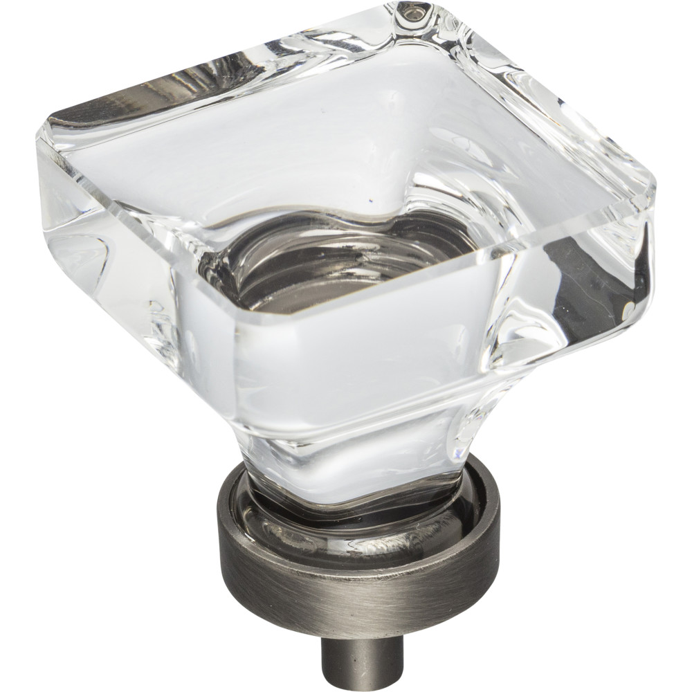Hardware Resources G140L-BNBDL Harlow 1-3/8" OL Glass Square Cabinet Knob Finish: Brushed Pewter
