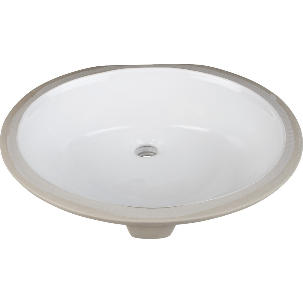 Hardware Resources H8810WH 17" Oval Undermount White Porcelain Bowl