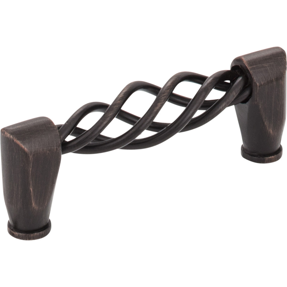 Jeffrey Alexander by Hardware Resources I300-DBAC 3-9/16" Overall Length Twisted Iron Cabinet Pull. Holes are 