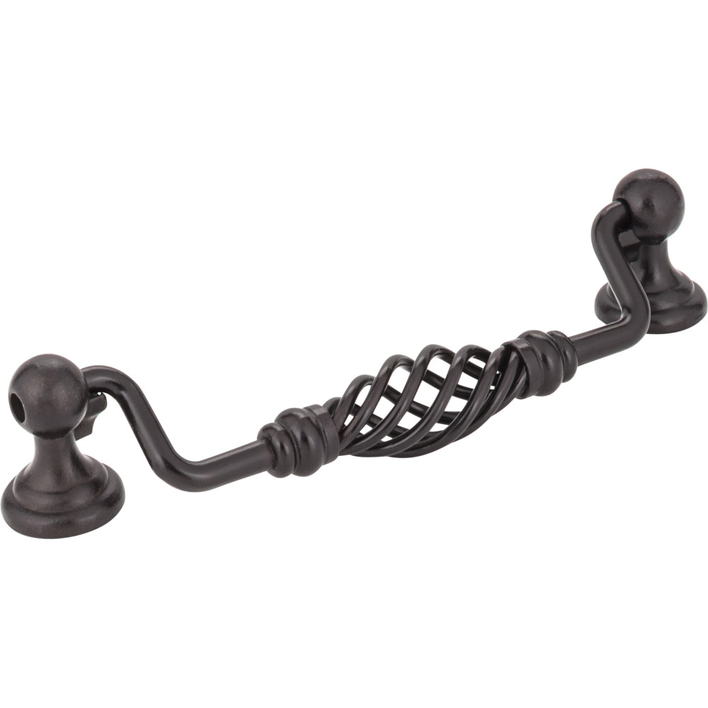 Jeffrey Alexander by Hardware Resources I350-128DACM 5-15/16" Overall Length Twisted Iron Cabinet Pull. Holes are