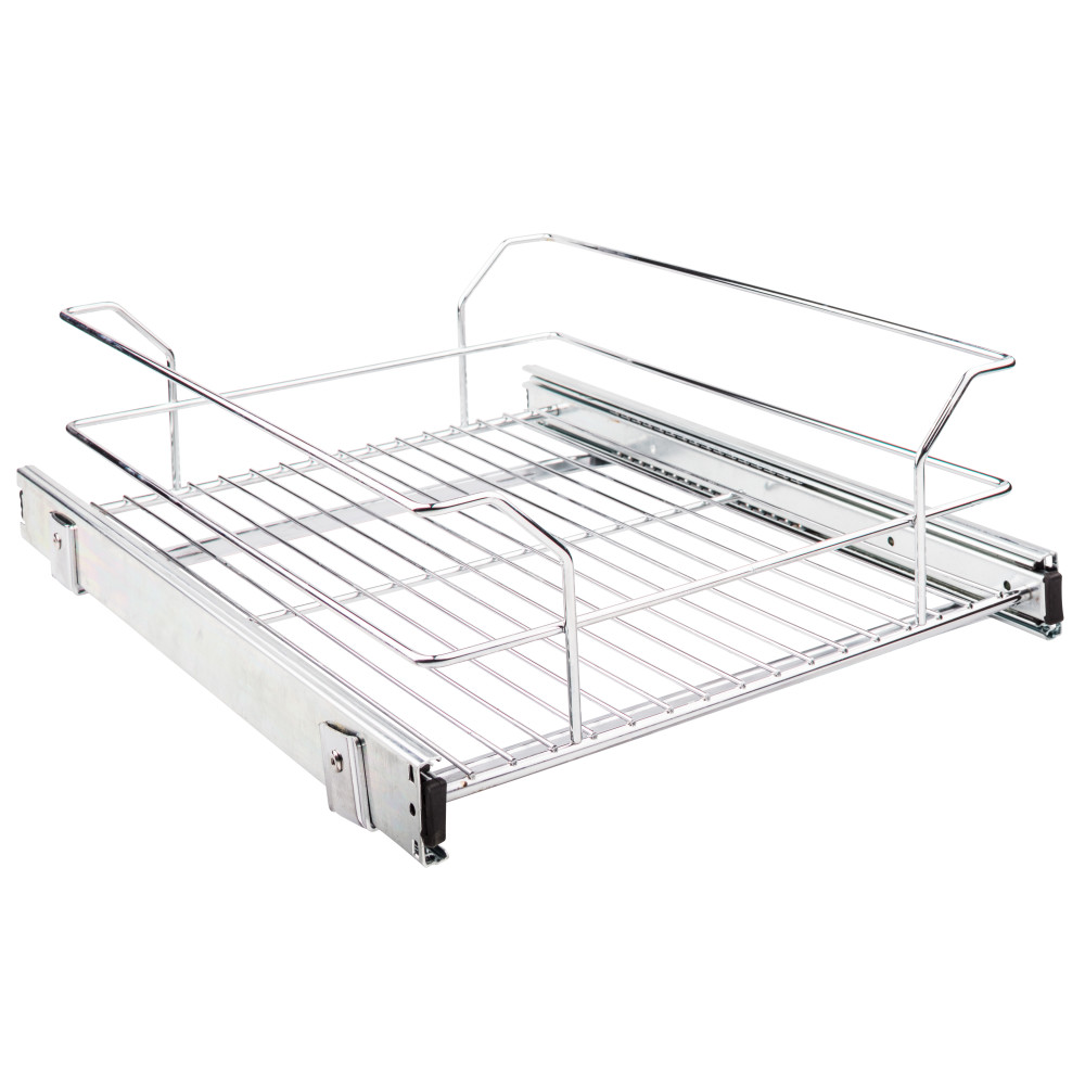 Hardware Resources MBPO18-R 14-3/8" Polished Chrome Pullout Basket for 15" Cabinet Opening