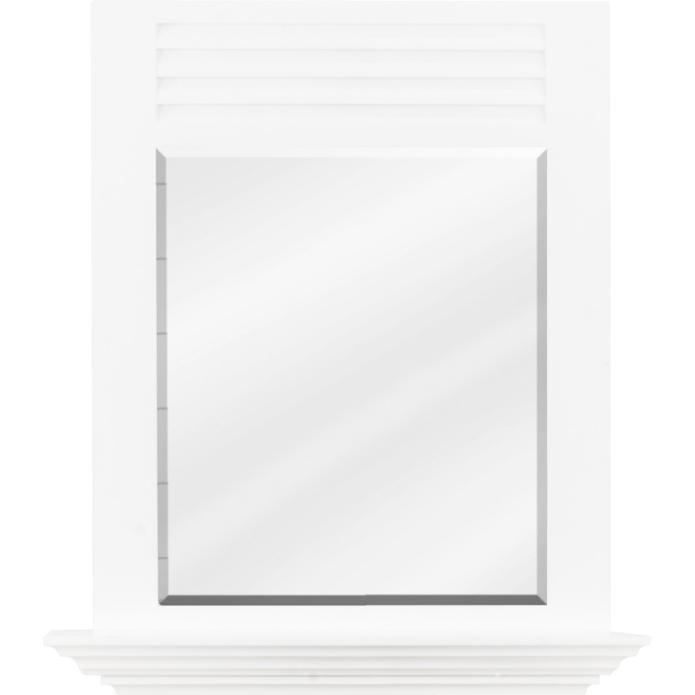 Hardware Resources Vanities MIR107 Lindley 25 1/2" x 30" White mirror with 4" shelf and beveled glass