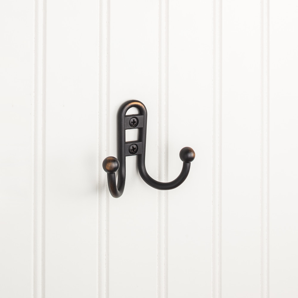 Hardware Resources YD25-256DBAC 2 9/16" Double zinc wall mount coat hook in Brushed Oil Rubbed Bronze
