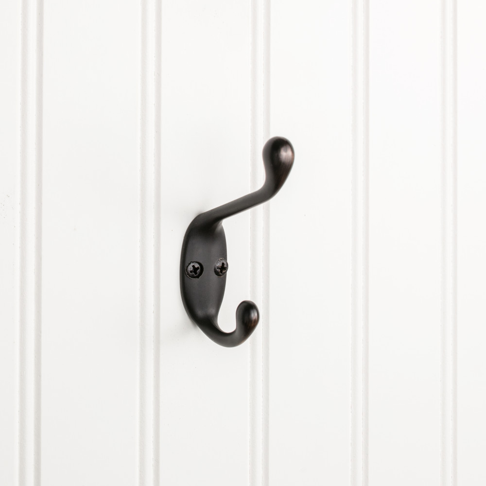 Hardware Resources YD40-337DBAC 3 3/8" Double zinc wall mount coat hook in Brushed Oil Rubbed Bronze