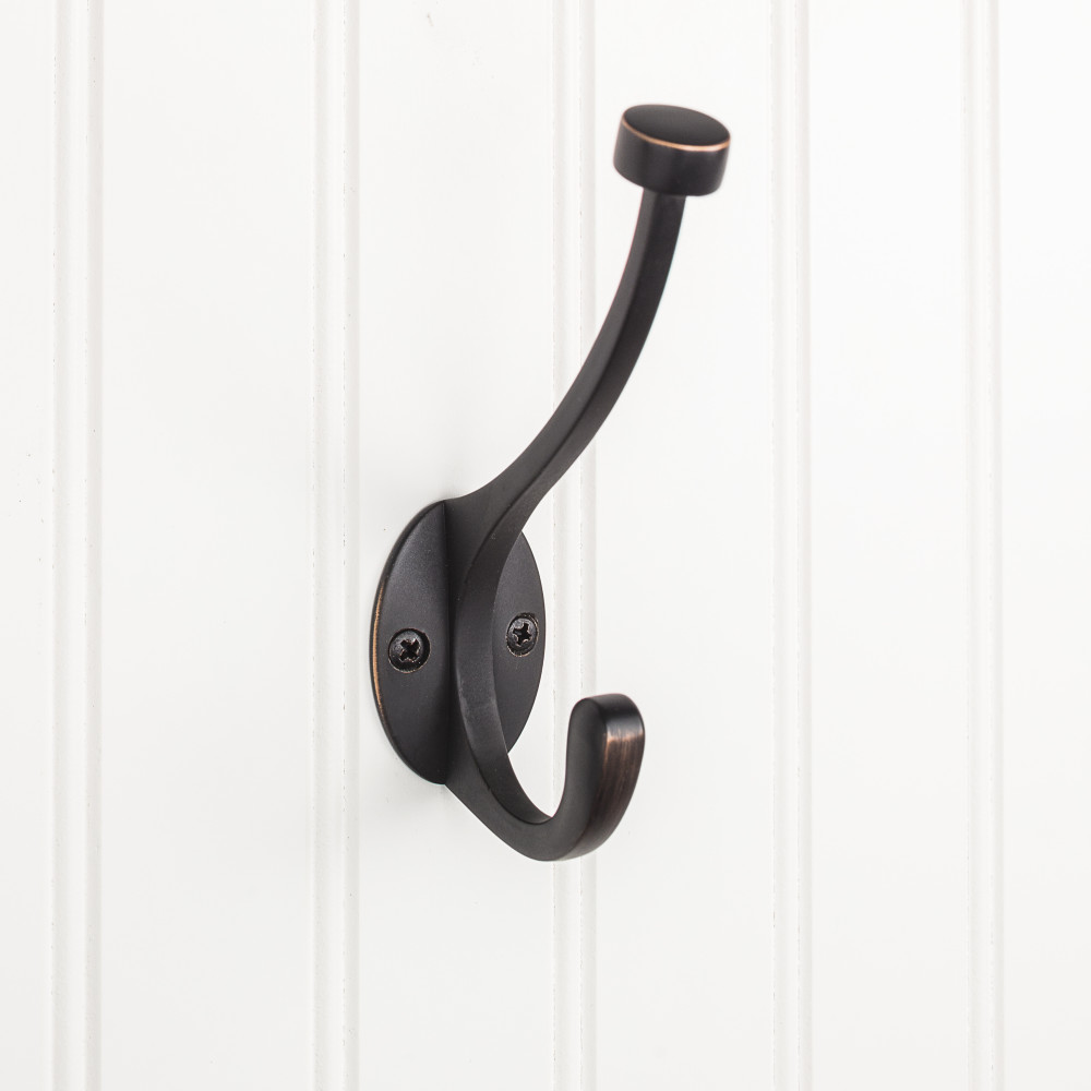 Hardware Resources YD60-550DBAC 5 1/2" Double zinc wall mount decorative coat hook in Brushed Oil Rubbed Bronze