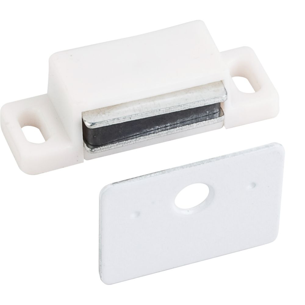 Hardware Resources 50639 15 lb. White Single Magnetic Catch with Polished White Strike and Screws