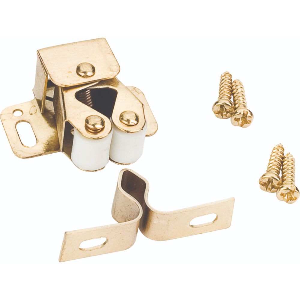 Hardware Resources RC01-PB Double Roller Catch with Strike and Screws - Polished Brass