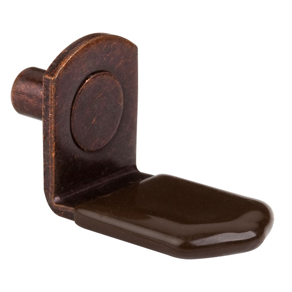 Hardware Resources 1708AC Antique Copper 5 mm Pin Angled Shelf Support with 3/4" Arm and Brown Sleeve - Priced and Sold by the Thousand. Order 1 for 1,000 Pieces