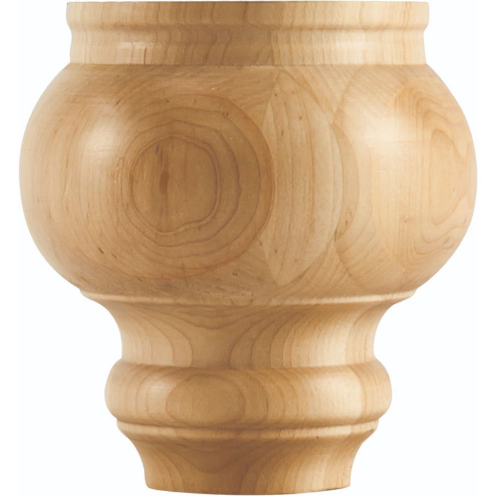 Hardware Resources BF45MP 4-1/2" W x 4-1/2" D x 4-1/2" H Maple Turned Transitional Bun Foot