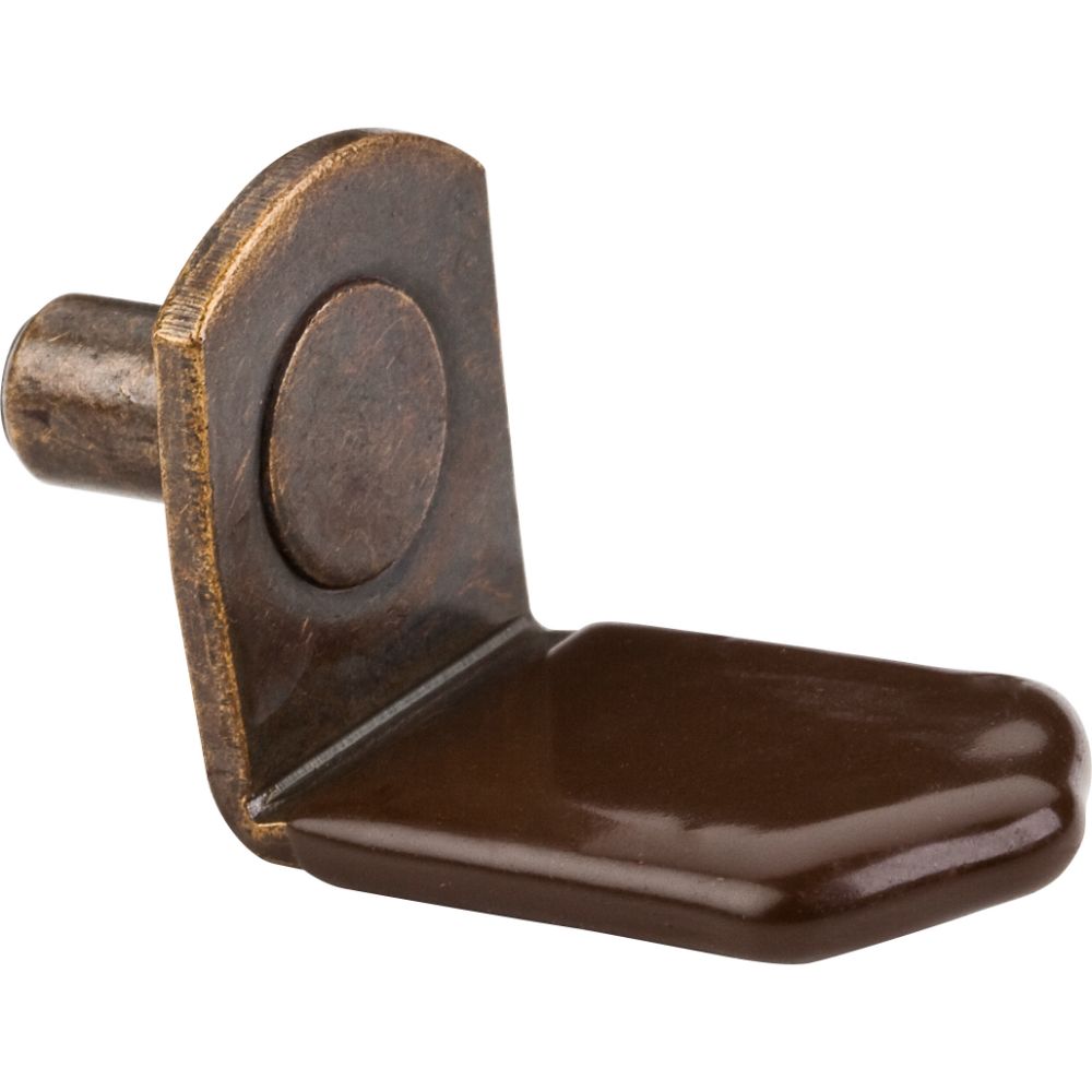 Hardware Resources 1708AB Antique Brass 5 mm Pin Angled Shelf Support with 3/4" Arm and Brown Sleeve - Priced and Sold by the Thousand. Order 1 for 1,000 Pieces