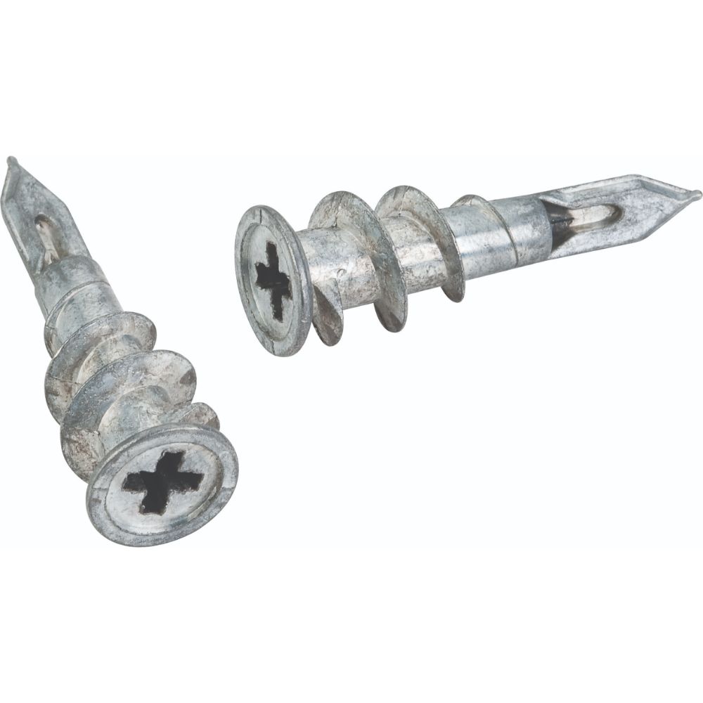 Hardware Resources 8X158ZN-K Self-Drilling Zinc Die Cast Hollow Wall Anchor.  Installs Into 3/8" - 5/8" Sheetrock.  Accepts #6 - #8 Screw