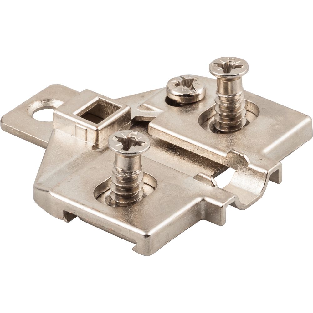 Hardware Resources 600.0P30.05 Heavy Duty 0 mm Screw Adj 3 Hole Zinc Die Cast Plate with Euro Screws for 700, 725, 900 and 1750 Series Euro Hinges