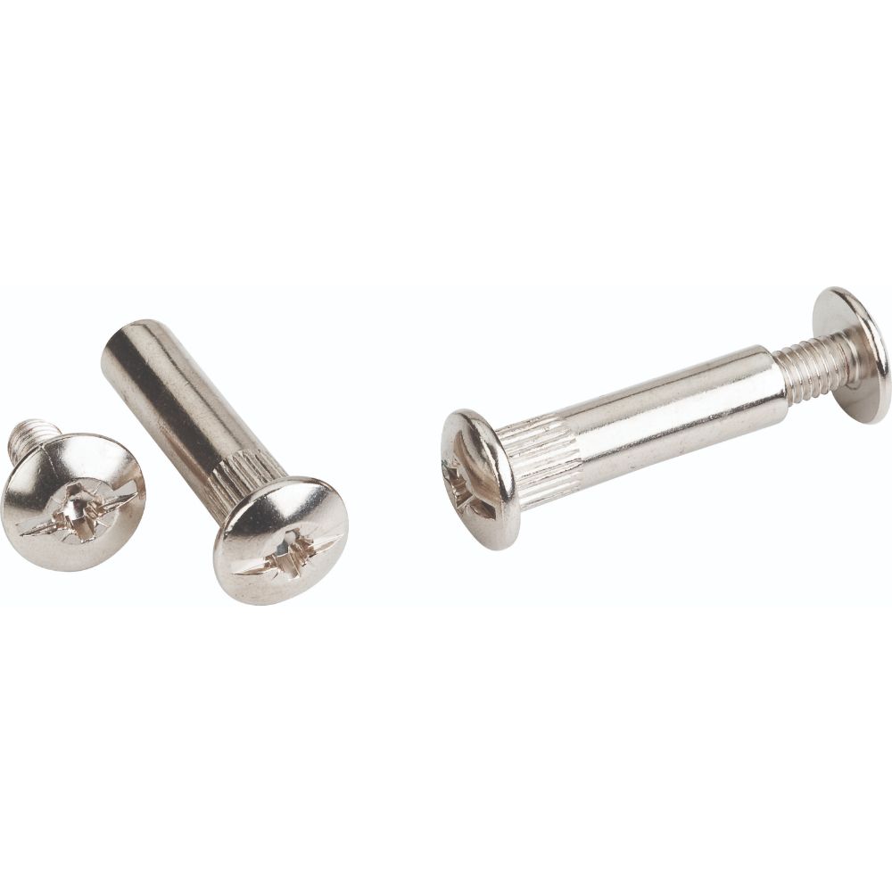 Hardware Resources 565NP35-B-K 2 Piece Nickel Plated Connector Bolt for 5 mm Drilling and 35 mm - 45 mm Panel Thickness - Bag of 600
