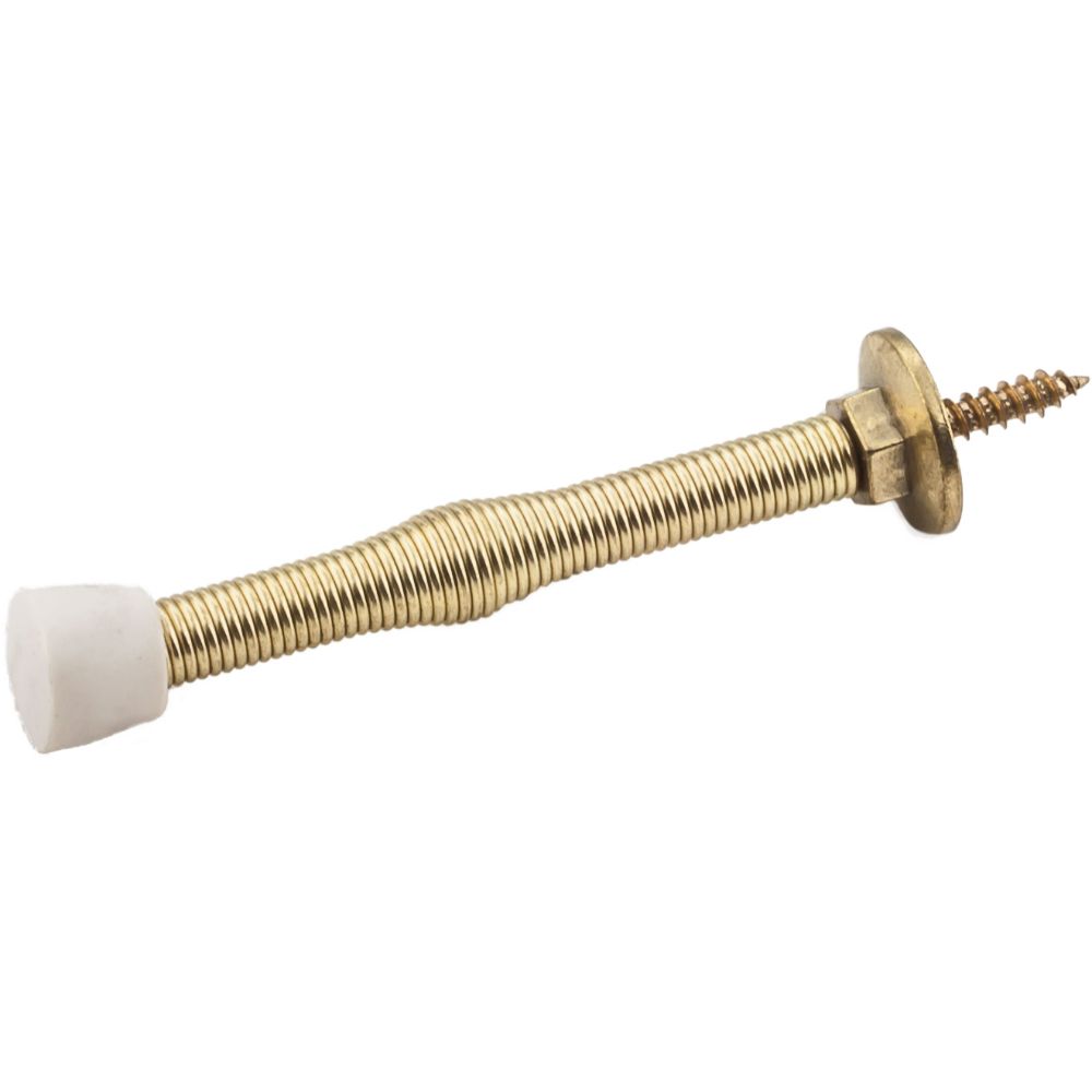 Hardware Resources DS05-PB 3" Polished Brass Spring Door Stop with Rubber Tip