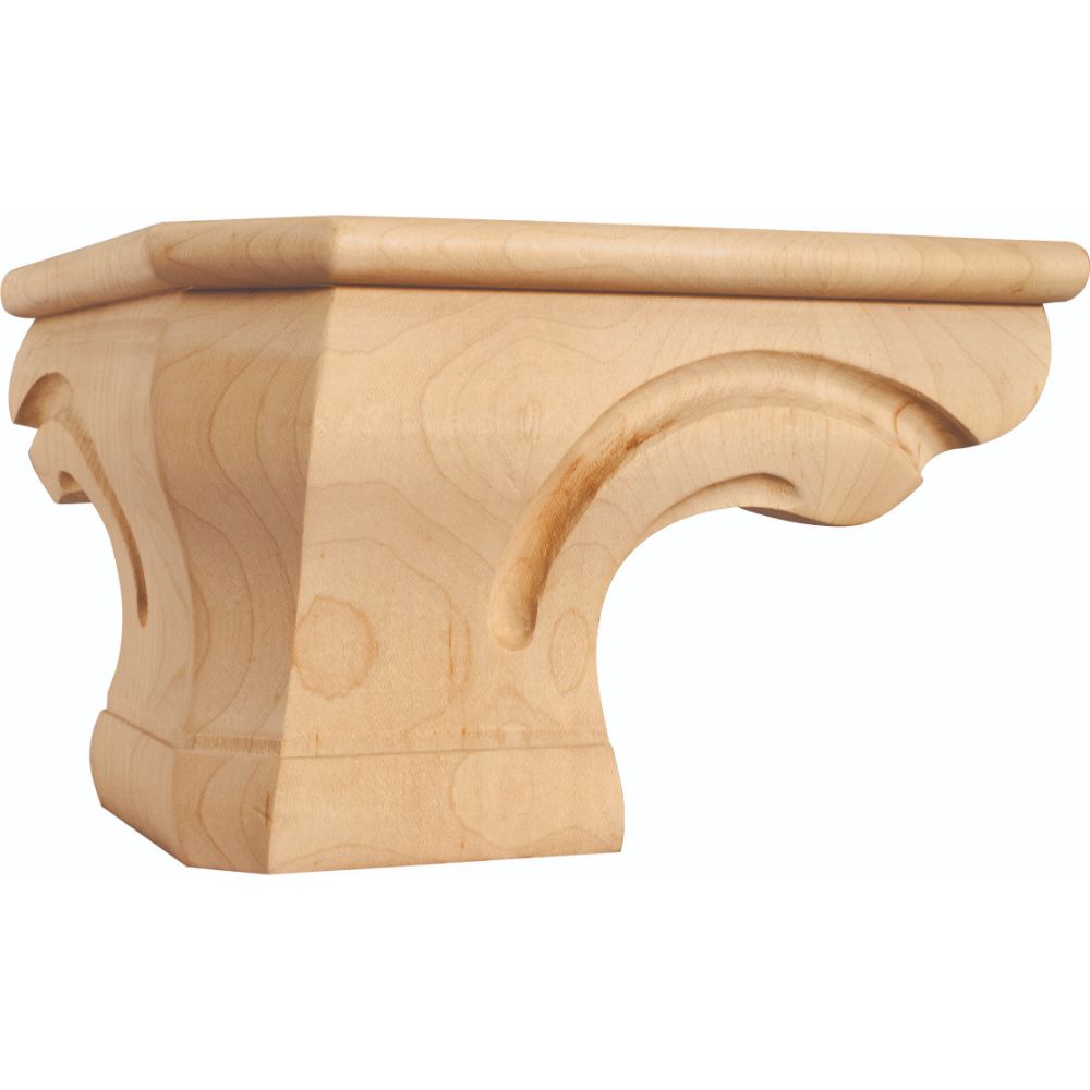 Hardware Resources PFC-B-MP 6-3/4" W x 6-3/4" D x 4-1/2" H Maple Beaded Rounded Corner Pedestal Foot