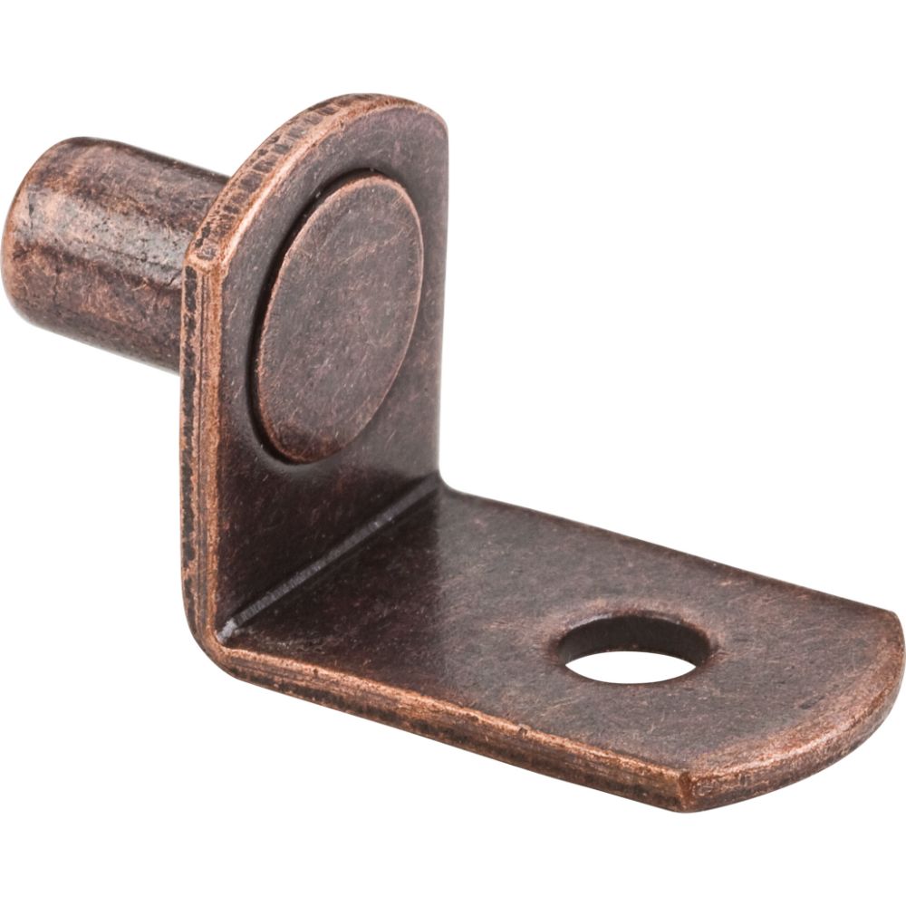 Hardware Resources 1610AC Antique Copper 1/4" Pin Angled Shelf Support with 3/4" Arm and 1/8" Hole - Priced and Sold by the Thousand. Order 1 for 1,000 Pieces