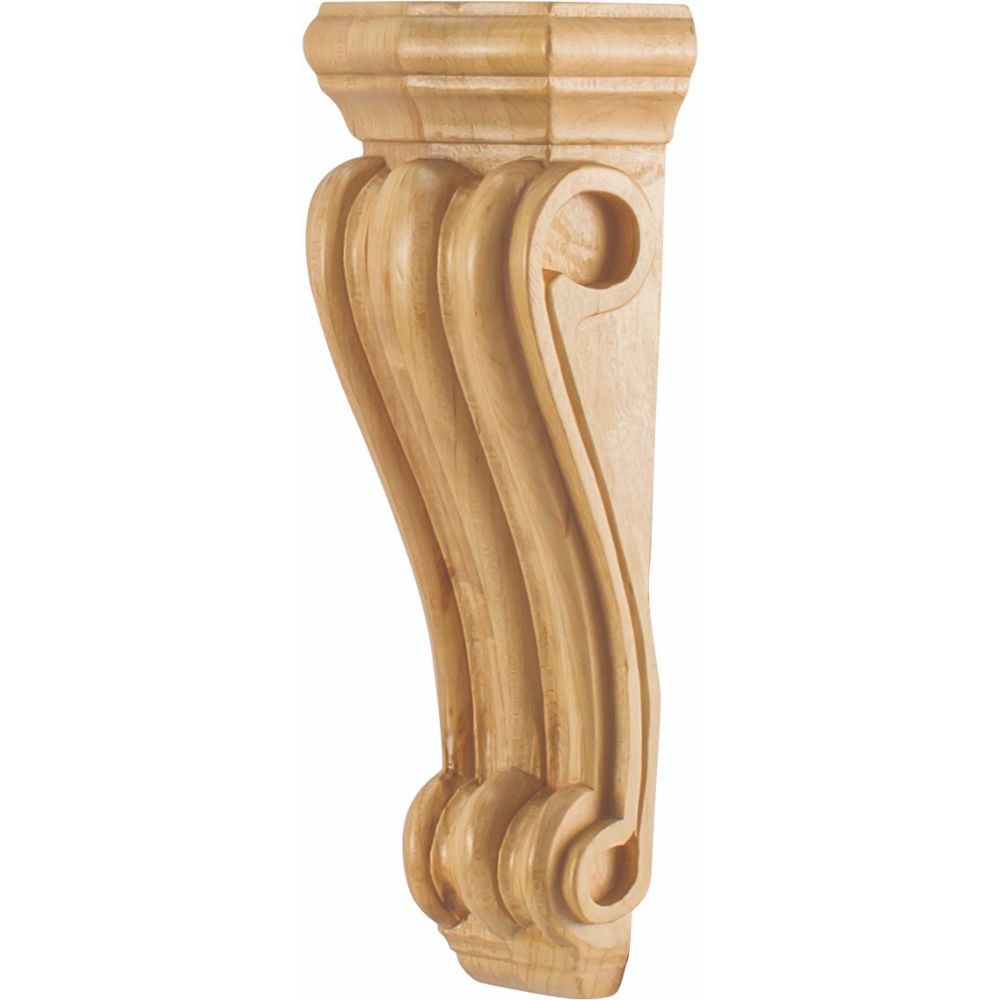 Hardware Resources CORN-2MP 3-1/16" W x 2" D x 8" H Maple Scrolled Corbel