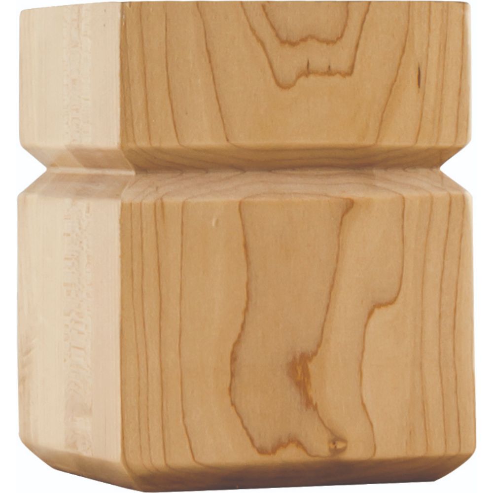 Hardware Resources BF33MP 3-1/2" W x 3-1/2" D x 4-1/2" H Maple Square Grooved Shaker Bun Foot
