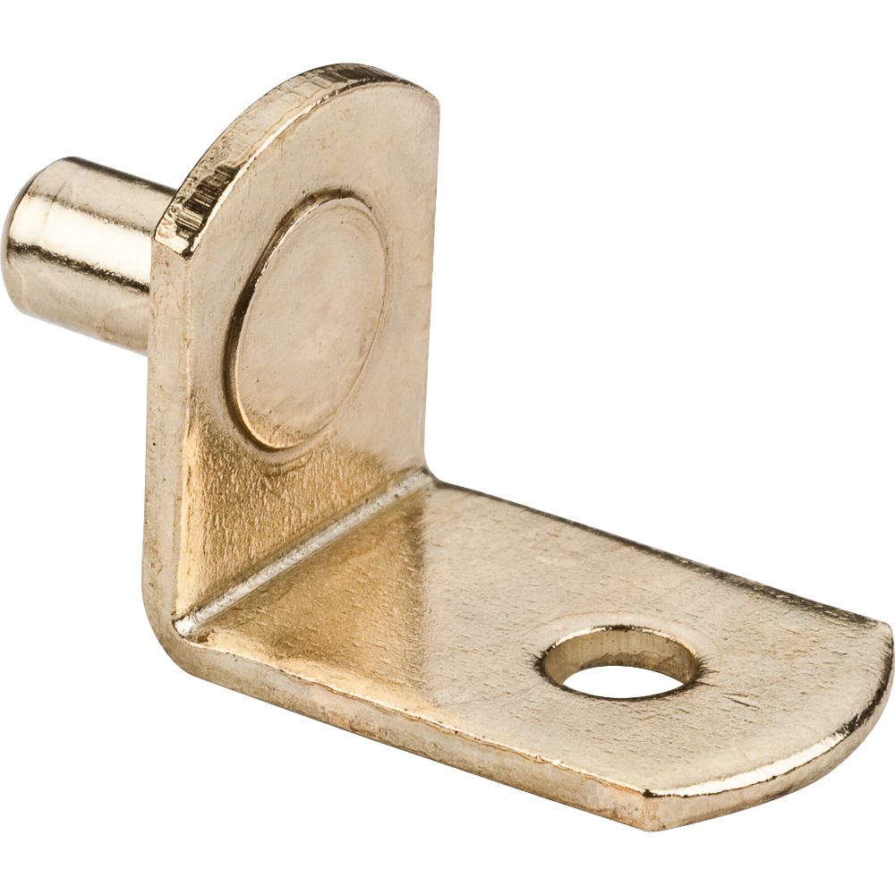 Hardware Resources 1707PB Polished Brass 5 mm Pin Angled Shelf Support with 3/4" Arm and 1/8" Hole - Priced and Sold by the Thousand. Order 1 for 1,000 Pieces