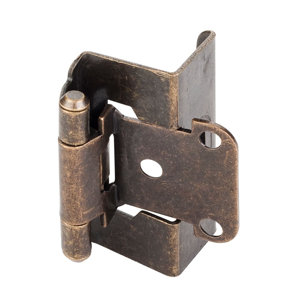 Hardware Resources H6541AB 1/2" Overlay, 3/4" Frame Full Wrap Self Closing Hinge Without Screws  - Antique Brass
