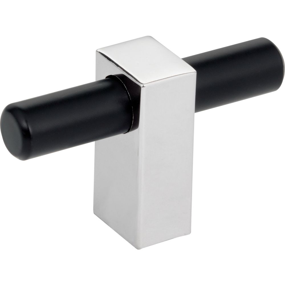 Jeffrey Alexander by Hardware Resources 478T-MBPC 2-3/8" Overall Length Matte Black with Polished Chrome Larkin "T" Knob