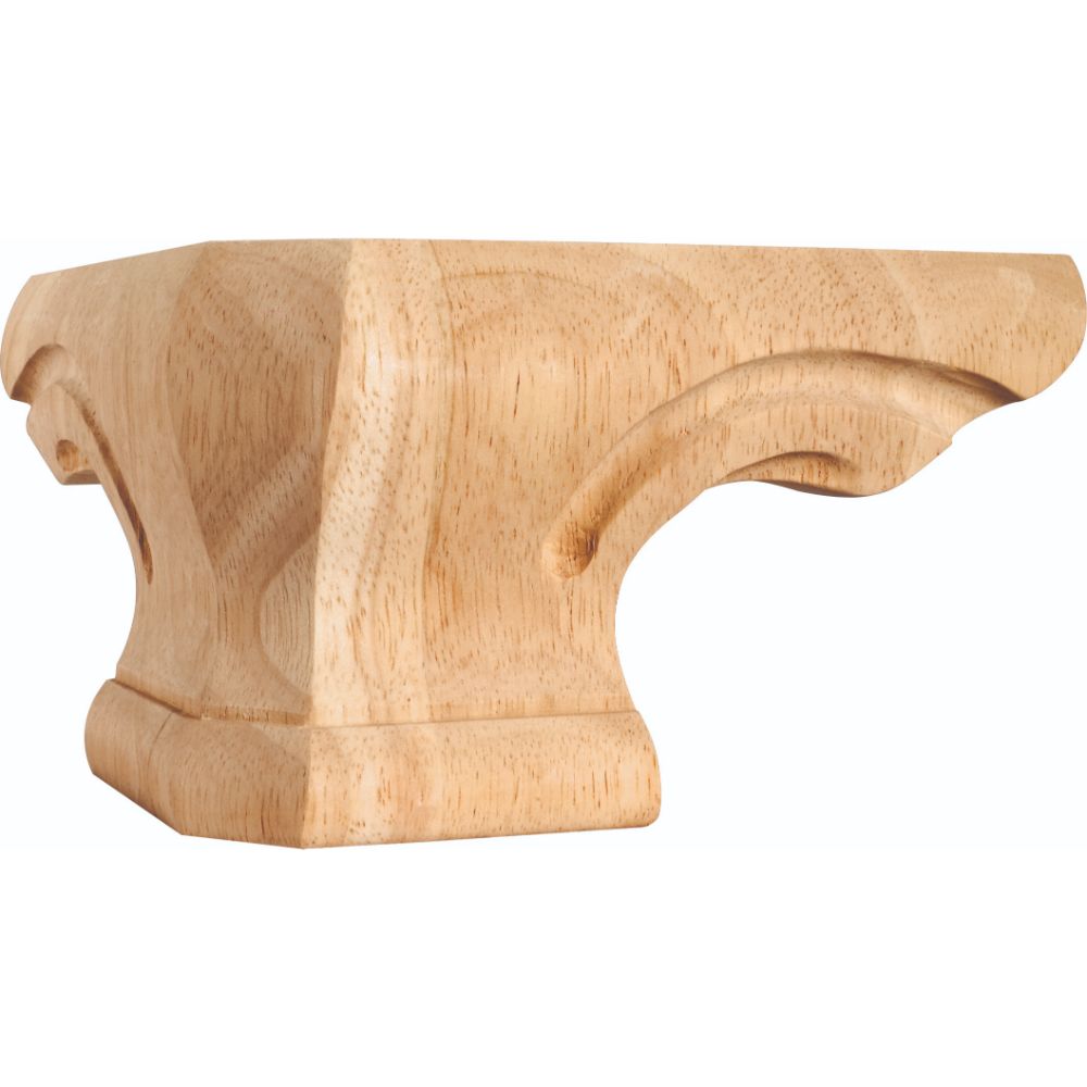 Hardware Resources PFC-RW 6-3/4" W x 6-3/4" D x 4" H Rubberwood Rounded Corner Pedestal Foot