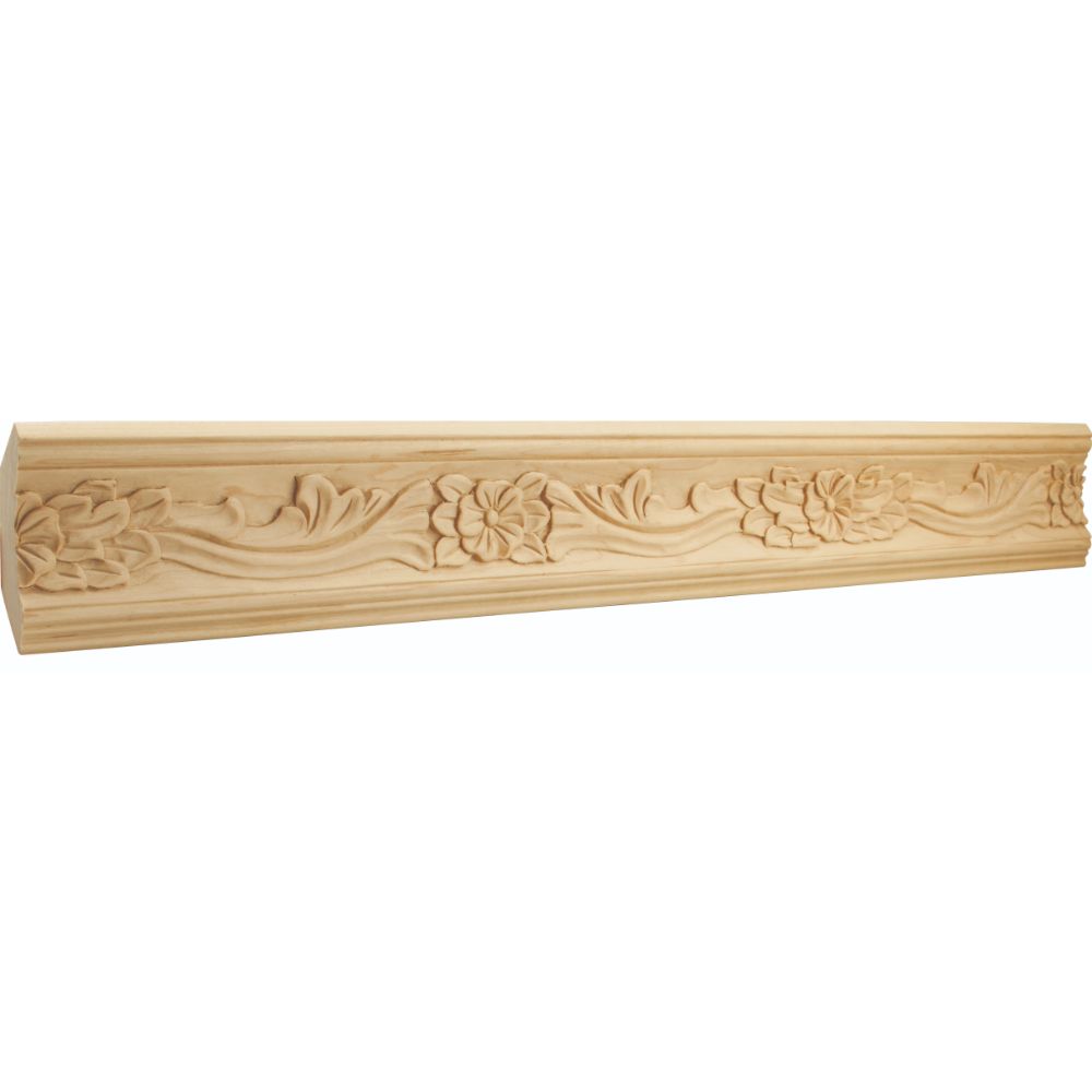 Hardware Resources HCM08CH 1" D x 3-3/4" H Cherry Botanical Hand Carved Crown Moulding
