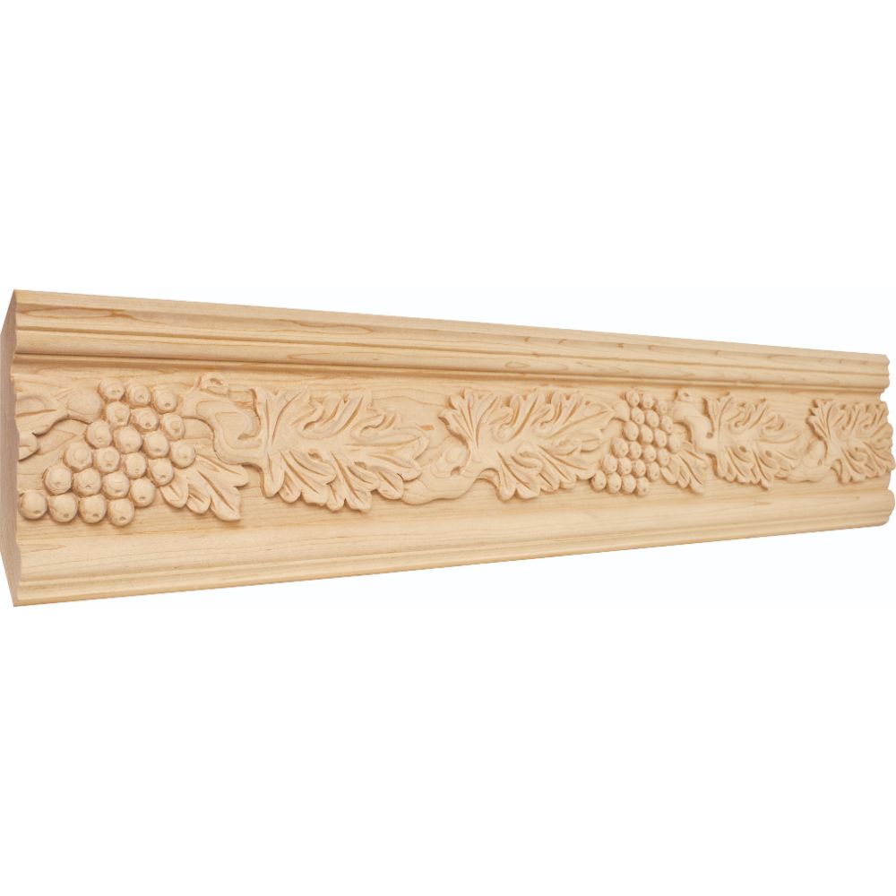 Hardware Resources HCM07BW 1-1/8" D x 4-3/4" H Basswood Acanthus & Grape Hand Carved Moulding