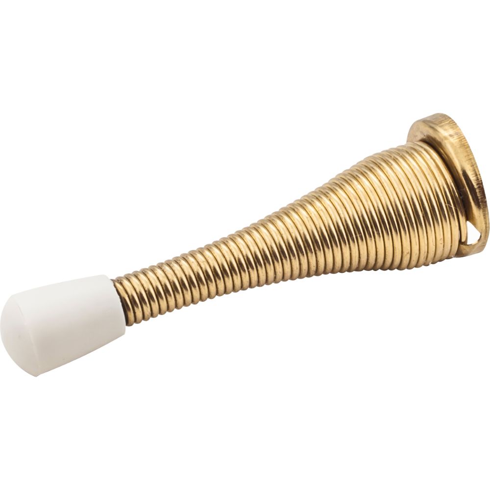 Hardware Resources DS04-PB 3" Spring Door Stop with Rubber Tip - Polished Brass